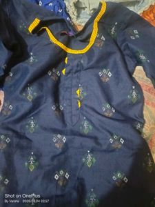 Blue Printed Kurta with White Inner Layer
