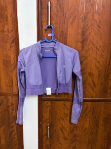 CULT Purple Snug Fit Cropped Zip Jacket (