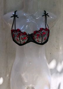 25279. Black Embroidered Sheer Bra