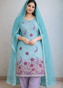 Beautiful Teal Embroidered Kurta Set