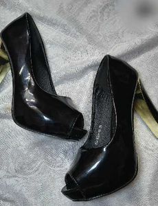 platform Patent Peep-Toe Heels
