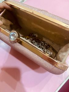 Sparkly Rose Gold Clutch Bag