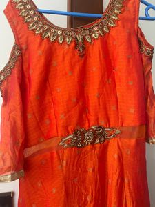 Embroidery Cold Shoulder Gown