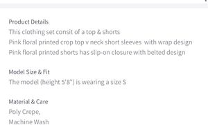Like New Co Ord Set Floral Crop Top And Shorts