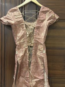 Embroidered Silk suit with plazzo and dupatta