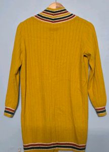 Retro Mustard V-Neck Knit Dress