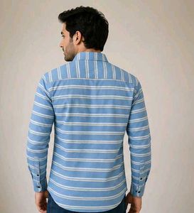 Men's Blue Striped Casual Shirt