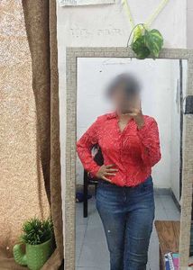Vibrant Red Floral Print Button-Up Shirt