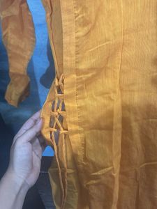 Yellow Embroidered Kurta with attached skirt style
