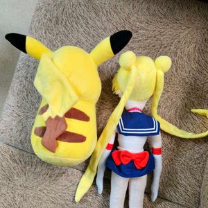 Sailor Moon and Pikachu Plush Doll