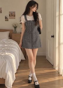 H&M Plaid Pinafore Dress with Zipper
