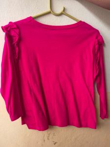 Pink Ruffle Sleeve Top