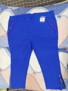 Royal Blue Button Detail pants ( capri)