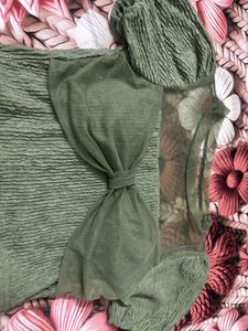Olive Green Textured Blouse