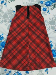 Red Plaid Sleeveless Dress