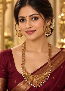 Exquisite Gold-Plated Indian Jewelry Set