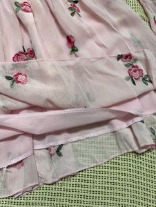 Pink Floral Embroidered Dress