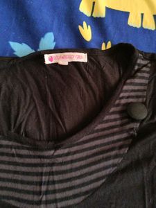 Vintage-Style Black Striped Tunic Top