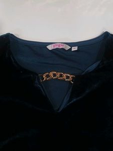 Velvet Top with Gold Chain Detail