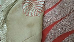 RED AND BEIGE SAREE