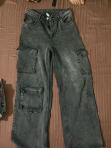 Women's Grey Cargo Jeans