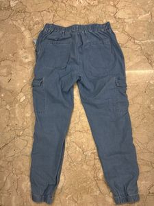 Light Wash Denim Cargo Joggers