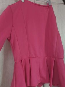 Shein Pink Peplum Zip Jacket
