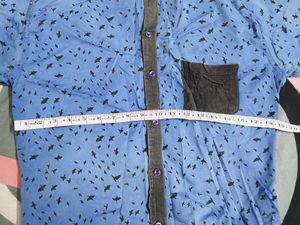 Blue Bird Print Casual Shirt