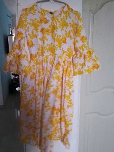 Yellow Floral Print Kurta
