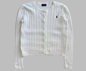 Ralph Lauren Polo White Cable Knit Cardigan