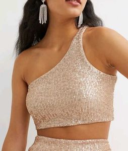H&M Sequin One-Shoulder Top