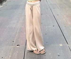 Casual Beige Wide Leg Sweatpants