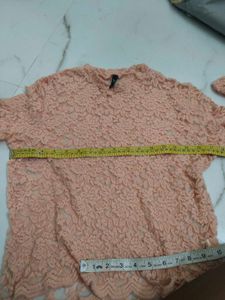 Peach Lace sheer shirt