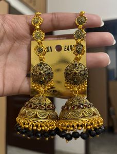 Exquisite Golden Jhumka Earrings