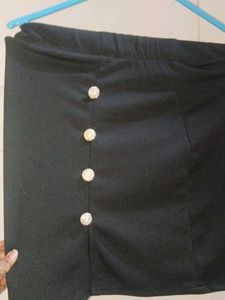 Chic Black Skirt with Gold Buttons