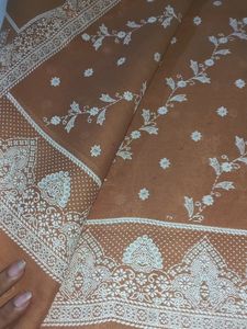 New Tan Colour Saree With Beautiful 3d Print