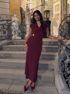Elegant Maroon One-Shoulder Maxi Dress