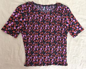 ONLY Smocked Floral Crop Top