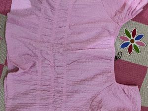 Pink Textured Off-Shoulder Top