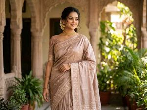 Elegant Dusty Mauve Silk Saree