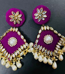 Fancy Fabric Party Wear Have Long Size Earrings