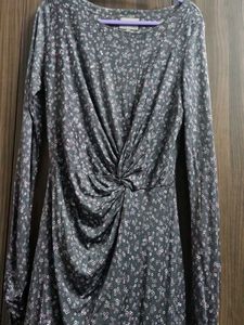 Ghost London Chic Floral Print Twist Front Midi Dr