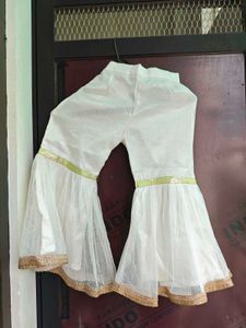 White Palazzo Pants with Net Flare