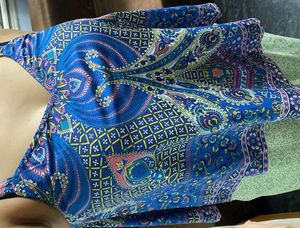 Blue Paisley Print Tank Top