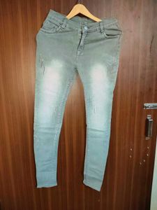 Stylish Light Green Distressed Jeans