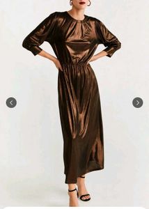 Mango Bronze Metallic Maxi Dress
