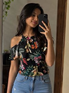 Tropical Cold Shoulder Top