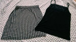 Houndstooth Skirt &amp; Black Cami Set