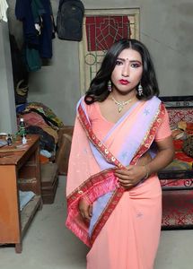 New Peach &amp; Lavender Saree With Lycra Blouse