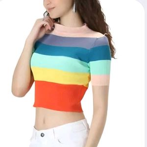 Rainbow Striped Crop Top